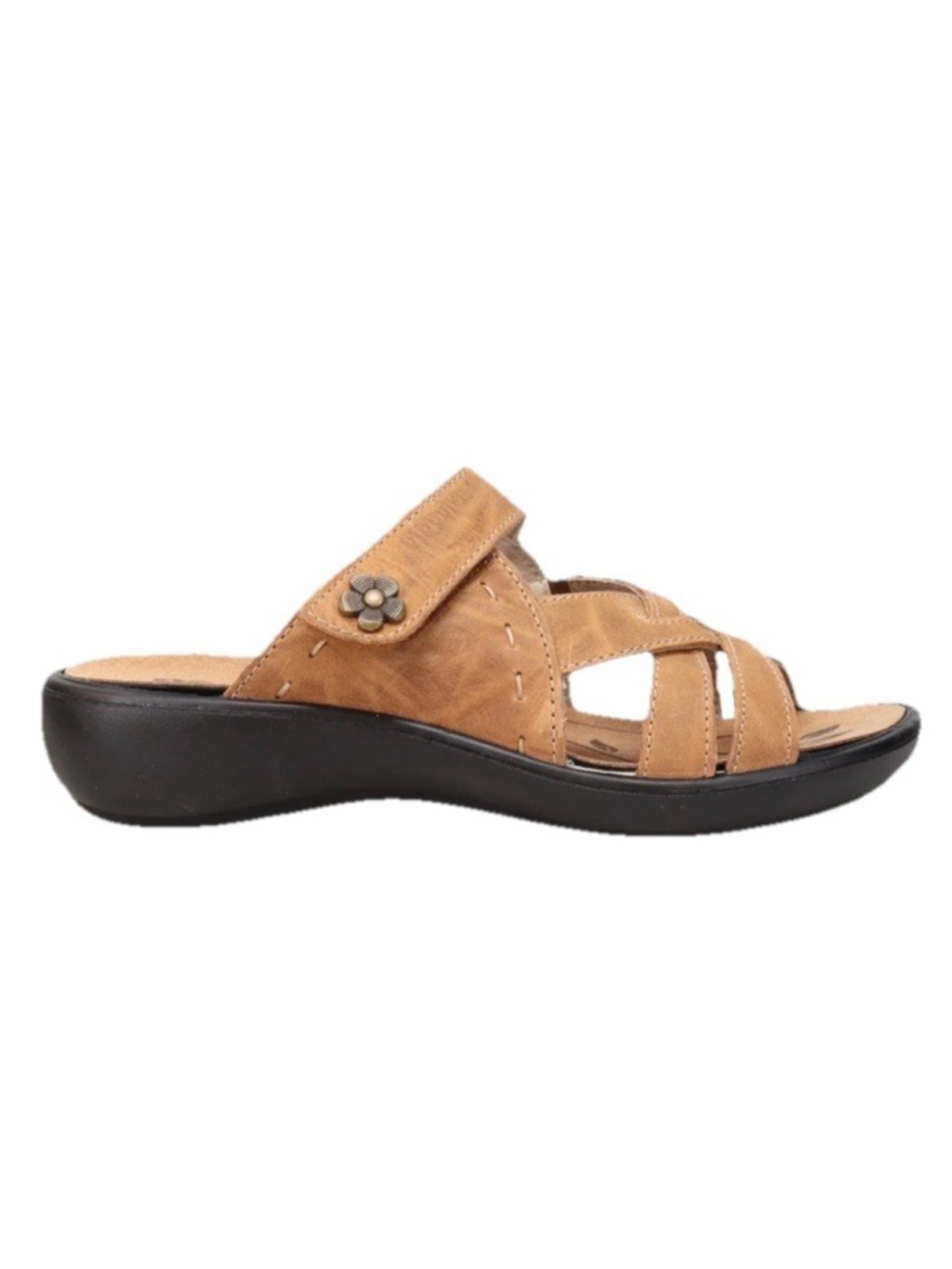 Romika Ibiza 99 Women's Camel Brown Leather Slip-On Slide Beige Sandals 37 6-6.5